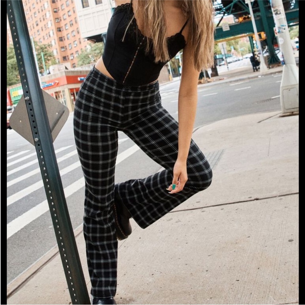 Garage Black Plaid Women's Pants